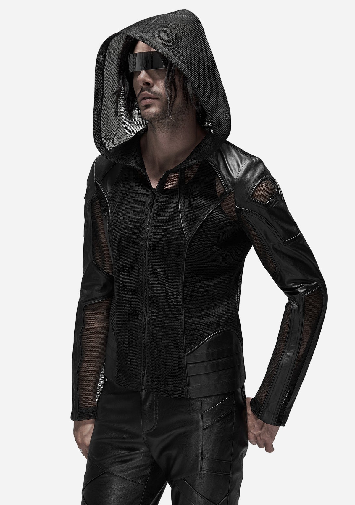 Gothic Asymmetric Leatherette Hooded Jacket
