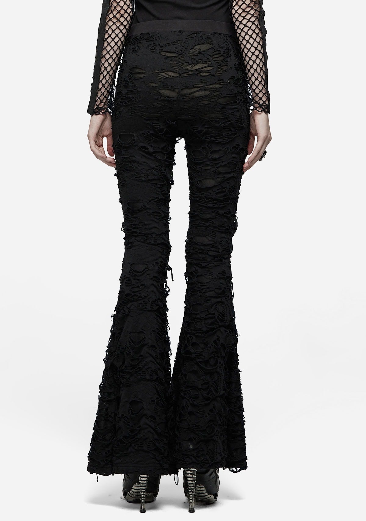 Goth Flare Mesh Accent Trousers