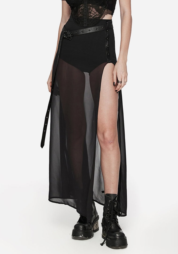 Gothic A-Line Slit Maxi Skirt