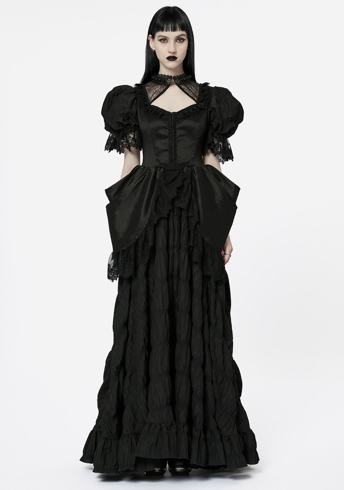 Gothic Aristocrat Off-Shoulder Chiffon Dress