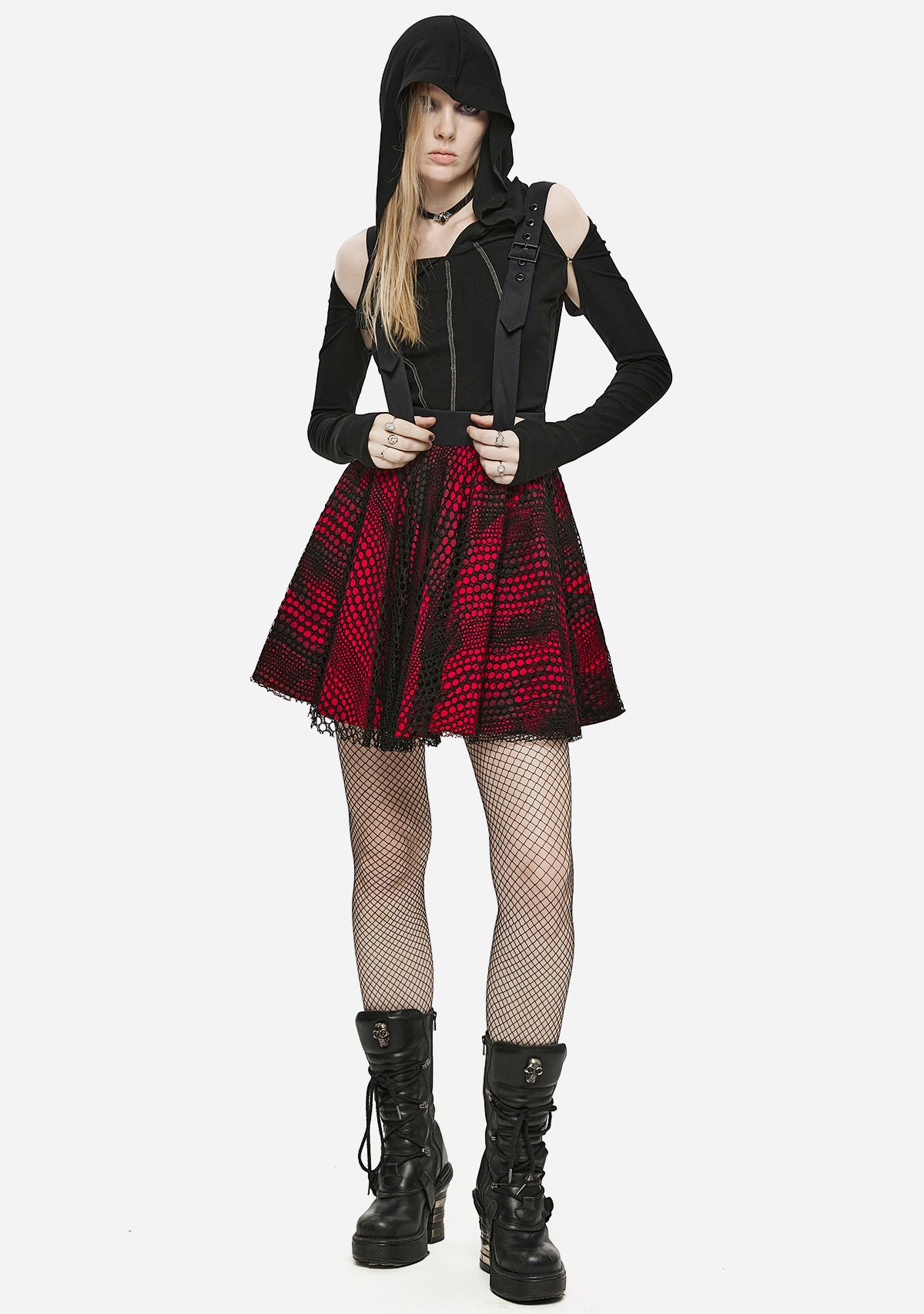 Punk Double-Layer Lace Skirt