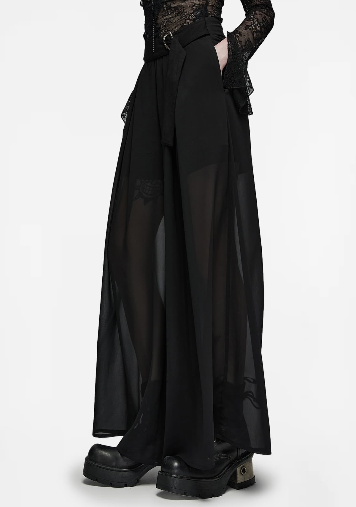 Gothic Elegance Chiffon Pant-Skirt